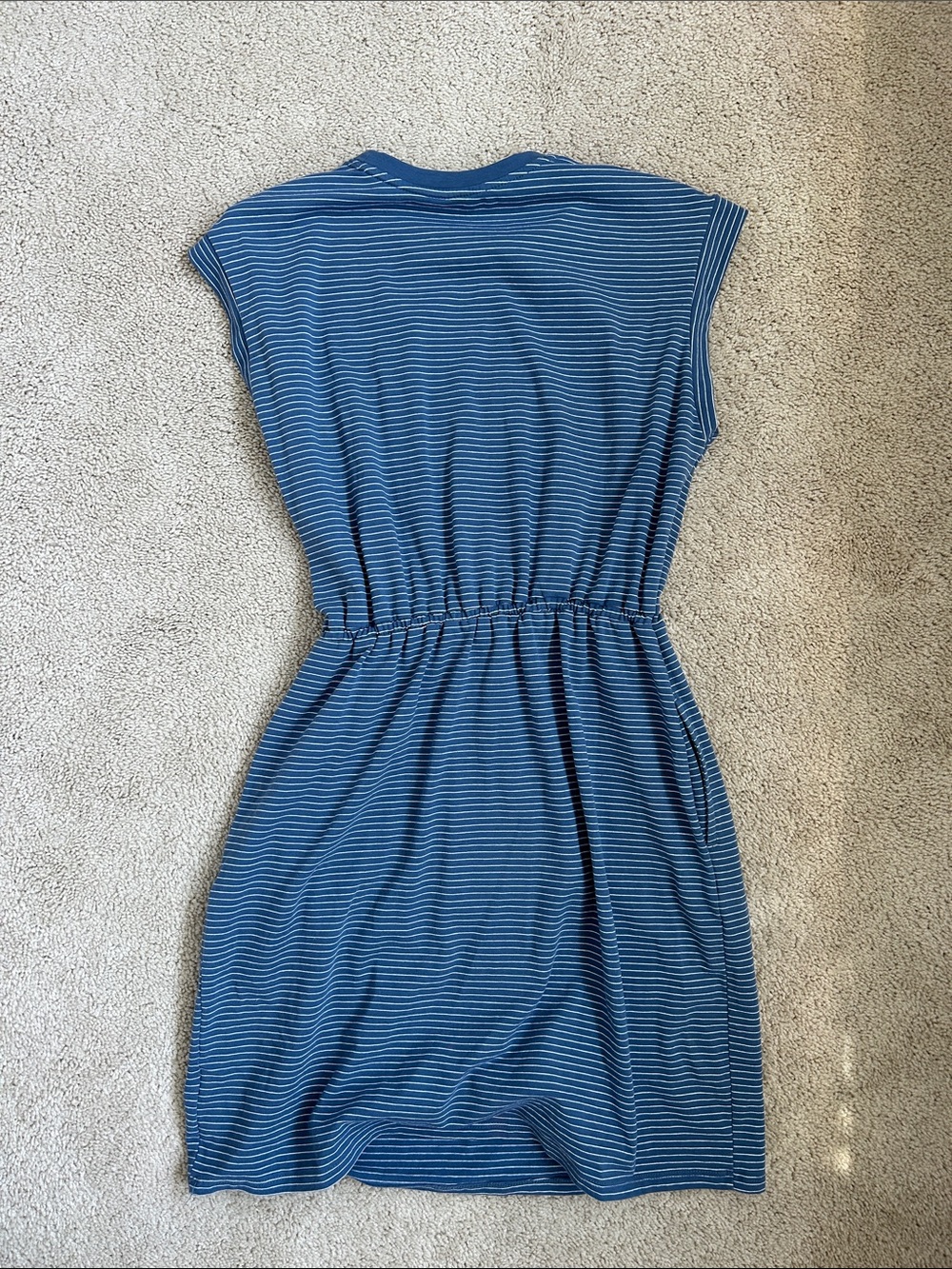 A New Day Blue Striped Drawstring Waist Casual Dress, S - Picture 2 of 3